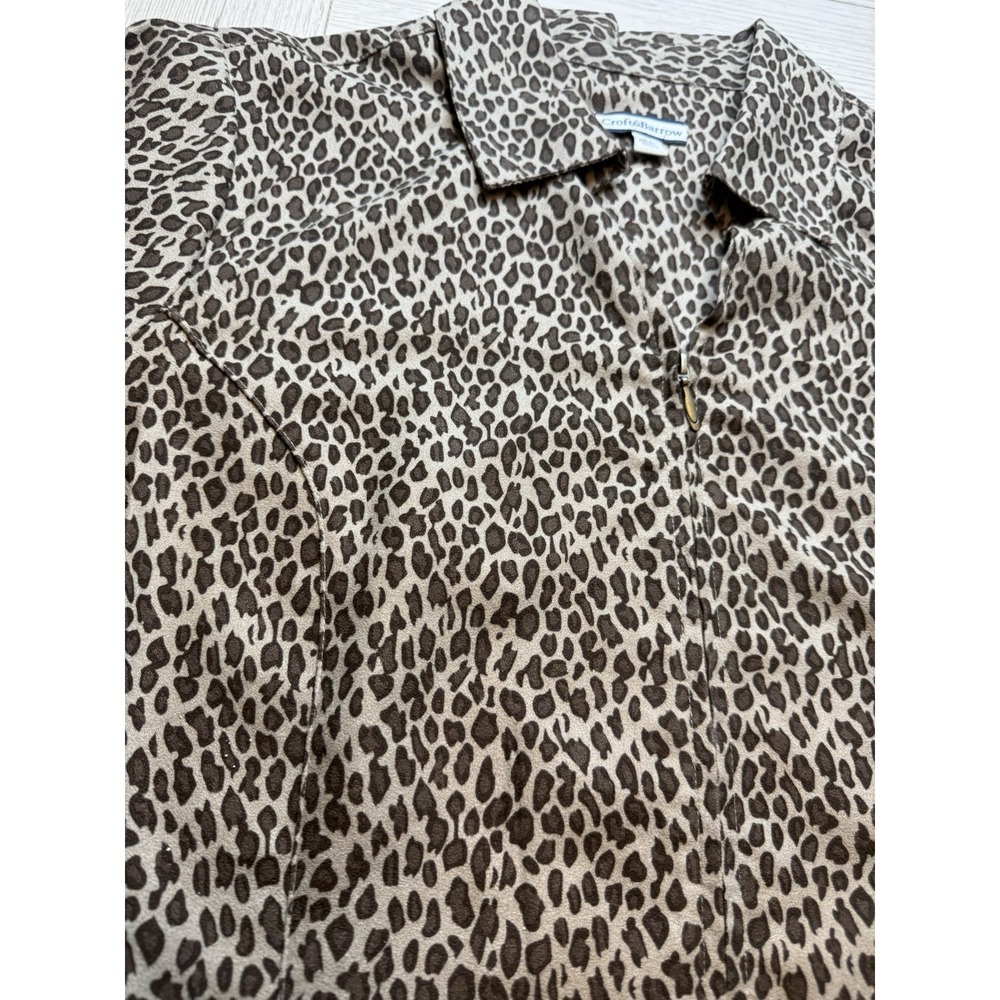 Croft & Barrow Women's Cheetah Button Up Blouse Poly Sz XL Classic Animal Print